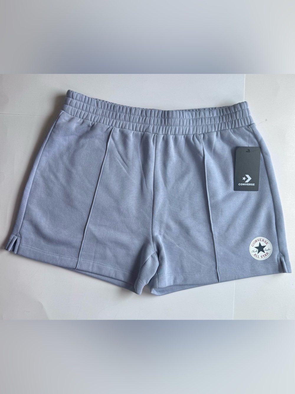 Women's Converse Retro Chuck Fleece Pull-On Shorts Blue Size L NWT - Picture 3 of 9